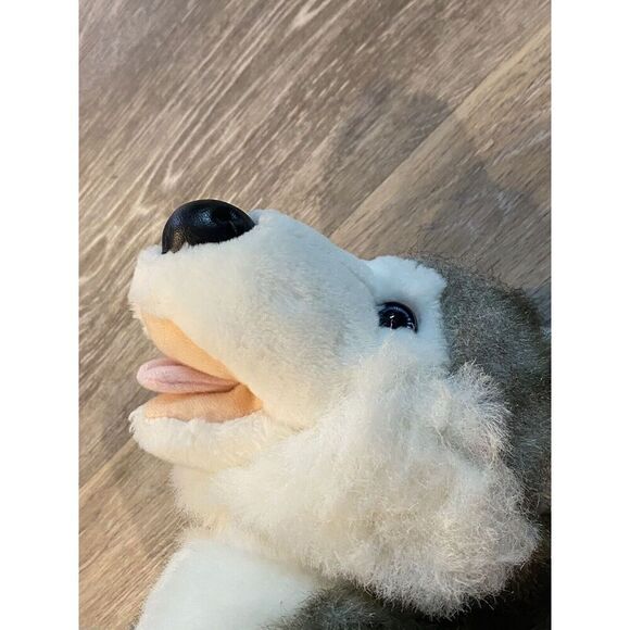 Build A Bear  Gray Wolf Dog Plush 17”  Retired Blue Eyes - Picture 9 of 12